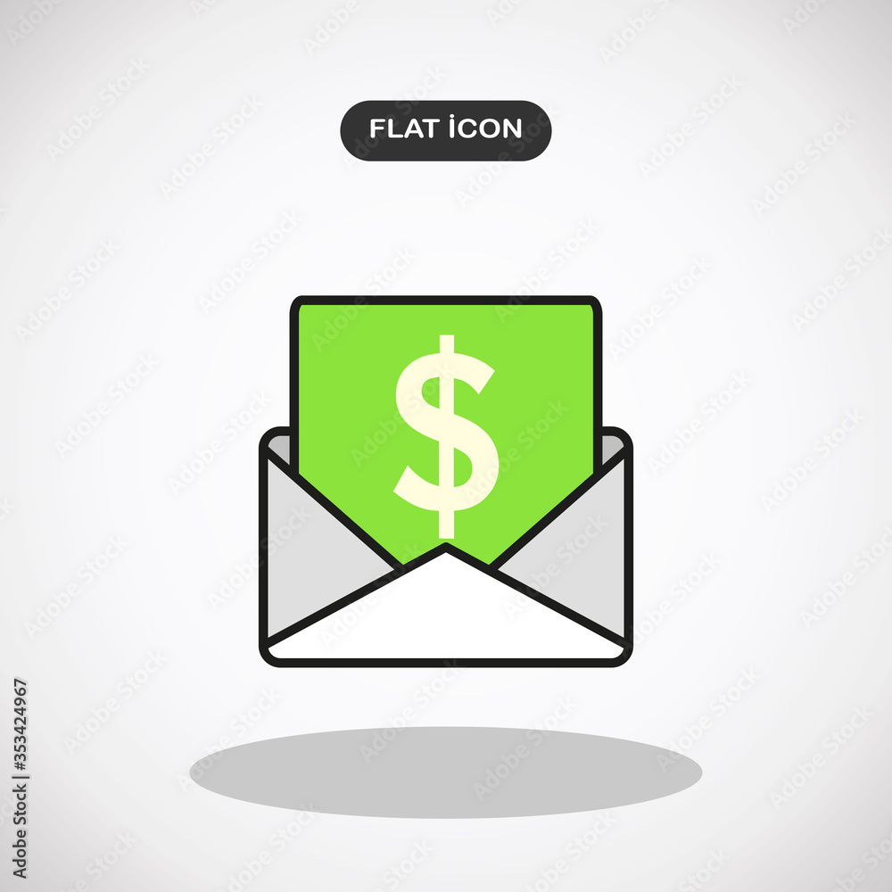 Vector salary icon. Envelope with money. Vector salary icon. Envelope with money.