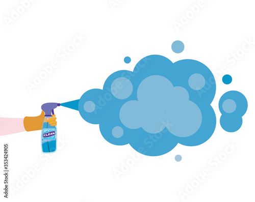 Clean spray bottle with smoke vector design