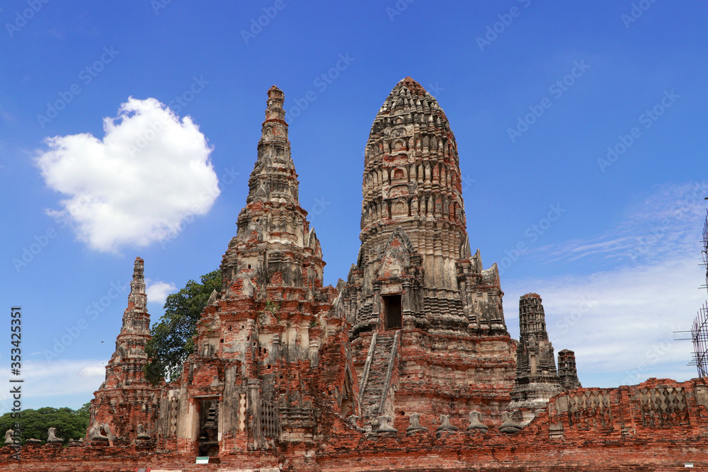The ruins of Chaiwatthanaram Temple in Thailand. It was a royal temple complex during the Ayutthaya Period. The ruins of Chaiwatthanaram Temple in Thailand. It was a royal temple complex during the Ayutthaya Period.