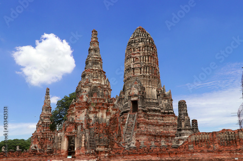 The ruins of Chaiwatthanaram Temple in Thailand. It was a royal temple complex during the Ayutthaya Period.