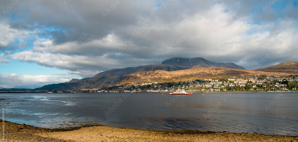 Ben Nevis towers above the city of Fort William in the highlands