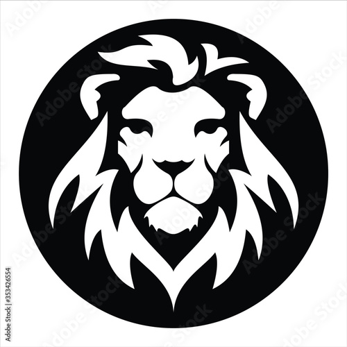 Lion Head Silhouette Logo design vector template
