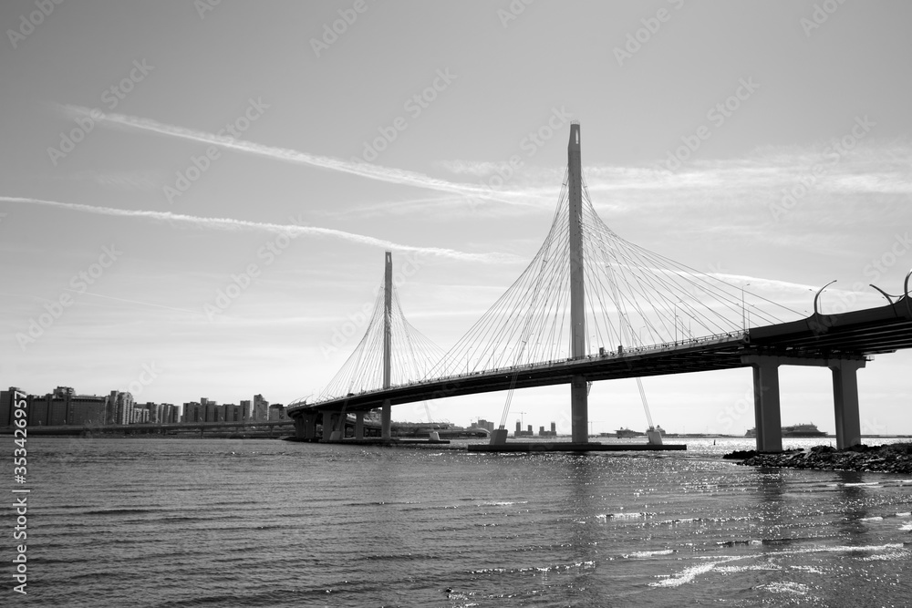 Fototapeta premium Cable bridge in Saint Petersburg.