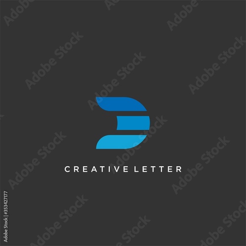 creative letter d logo,abstract 3d vector,with blue color concept illustration