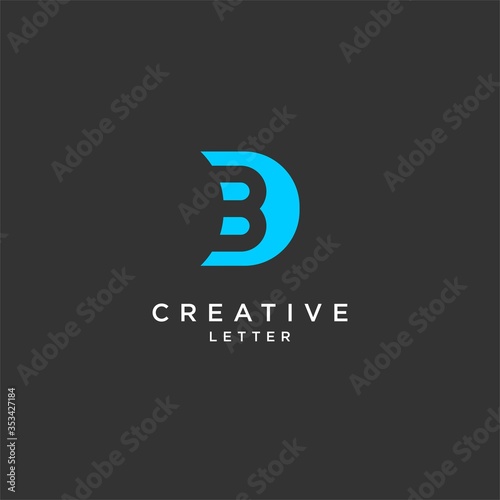 creative letter 3d logo,bd design,db vector,initial d3 concept with negative space