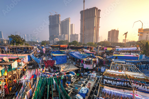 .Dhobi Ghat also known as Mahalaxmi Dhobi Ghat is the largest open air laundromat in Mumbai. one of the most recognizable landmarks and tourist attractions of Mumbai photo