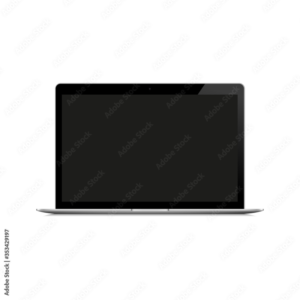 Ultralight laptop with blank black screen. Realistic notebook mockup. Ultralight laptop with blank black screen. Realistic notebook mockup.