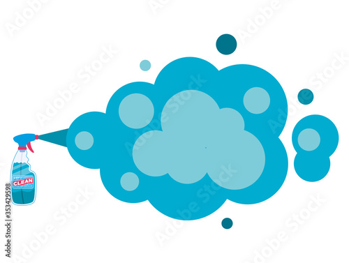 Clean spray bottle with smoke vector design