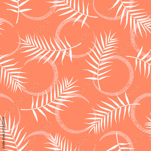 Tropical seamless pattern with leaves. Vector illustration.