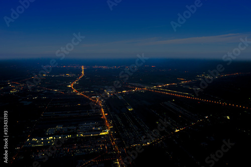 Evening city and and City lights with clear sky use for background and wallpaper