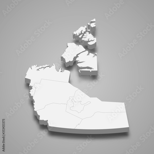 northwest territories 3d map province of Canada Template for your design photo