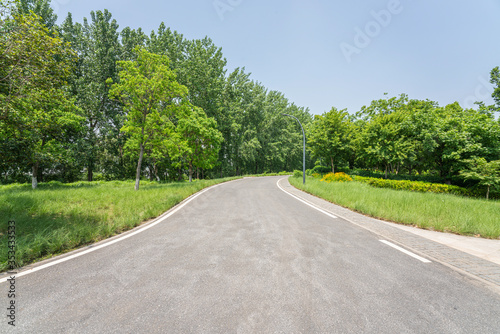 Obraz na płótnie Empty road and green park w salonie
