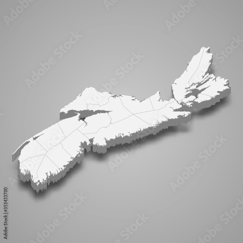 nova scotia 3d map province of Canada Template for your design