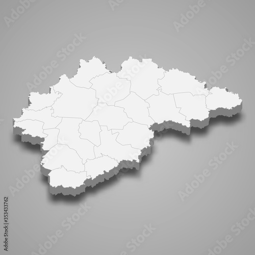 Novgorod Oblast 3d map region of Russia Template for your design
