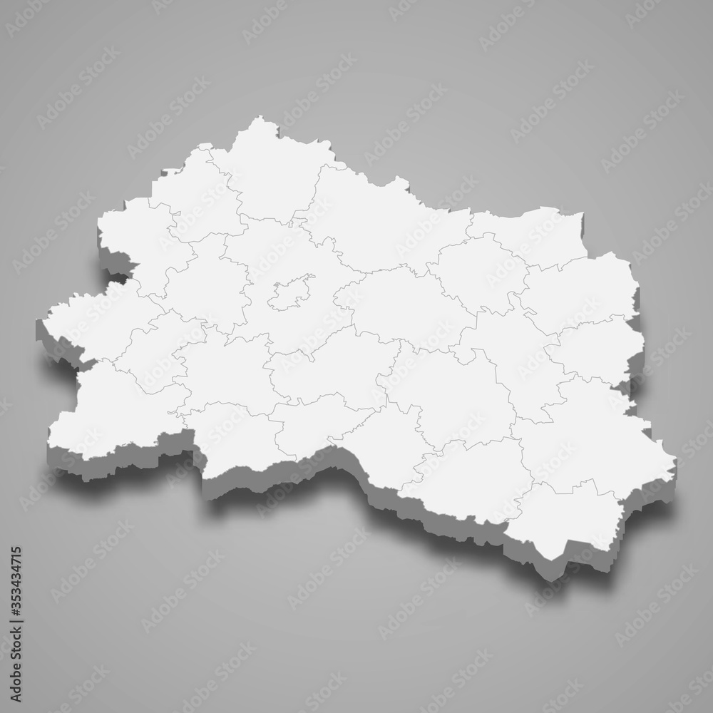 Oruol Oblast 3d map region of Russia Template for your design