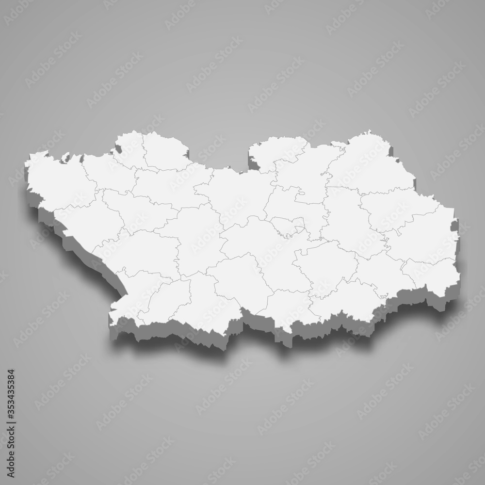 Penza Oblast 3d map region of Russia Template for your design