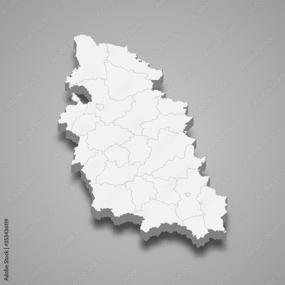 Pskov Oblast 3d map region of Russia Template for your design