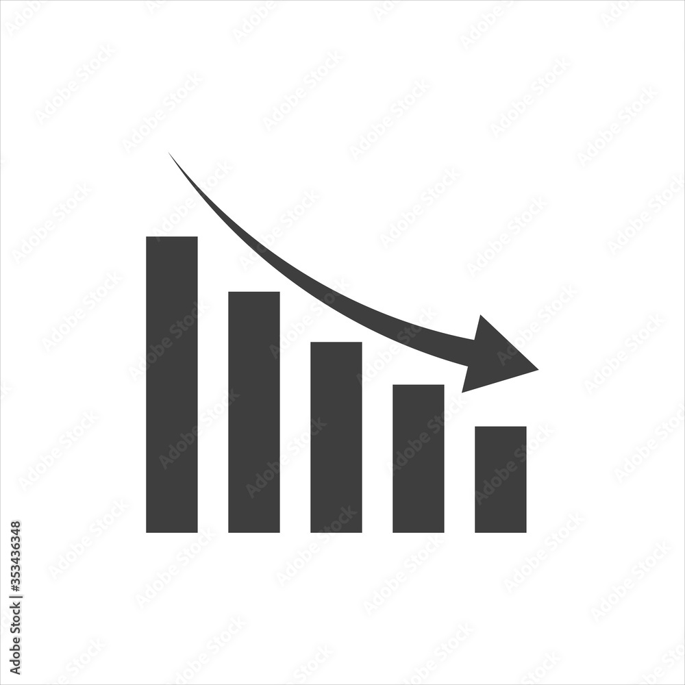 Vector arrow graph down icon on white background. EPS10 Vector arrow graph down icon on white background. EPS10