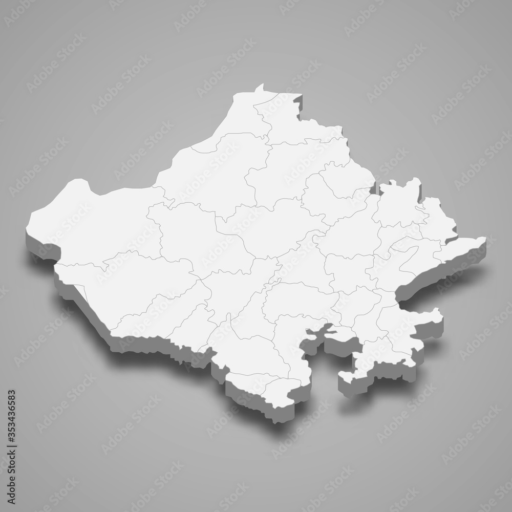 rajasthan 3d map state of India Template for your design