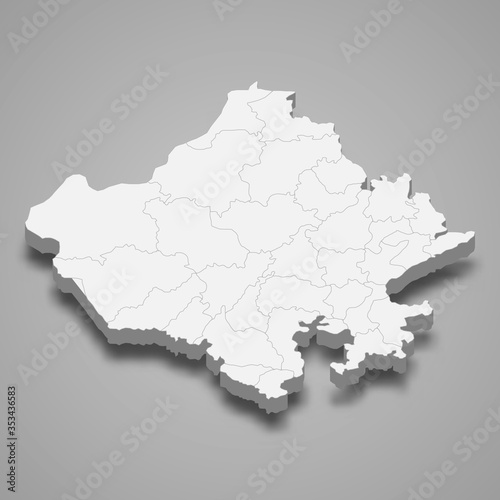 rajasthan 3d map state of India Template for your design