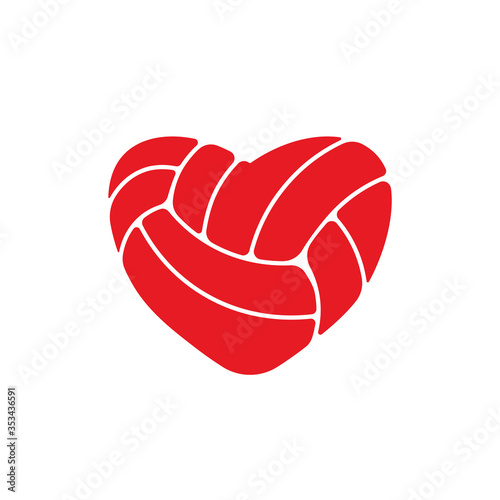 Heart volleyball ball red icon. Clipart image isolated on white background