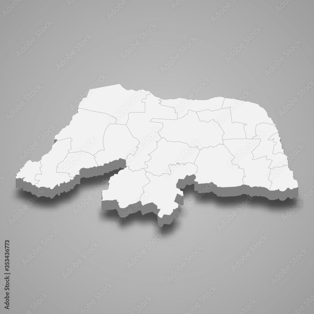 Fototapeta premium rio grande do norte 3d map state of Brazil Template for your design