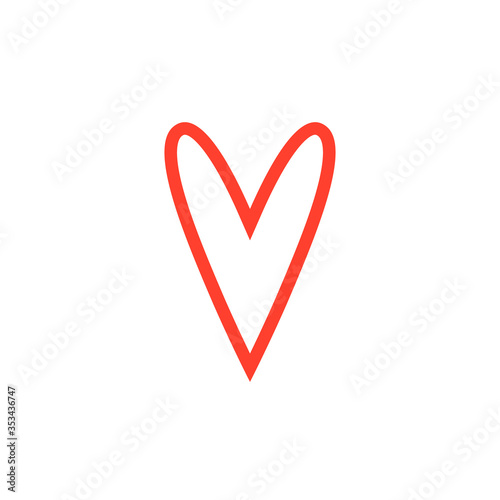 Narrow heart outline icon. Clipart image isolated on white background