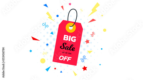 Abstract big sale banner. Vector hanging tag. Template for special offer design