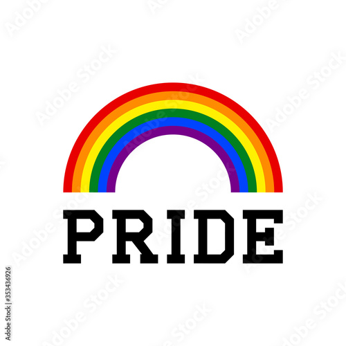 Pride text with rainbow LGBT flag