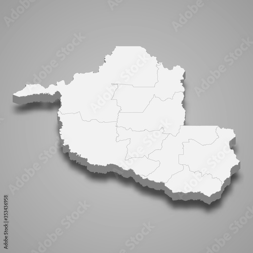 rondonia 3d map state of Brazil Template for your design