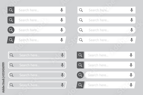 Set of search bar element in a flat design