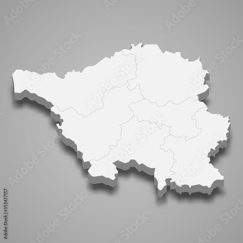 Saarland 3d map state of Germany Template for your design