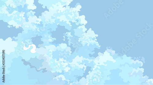 blue cartoon sky background with light clouds
