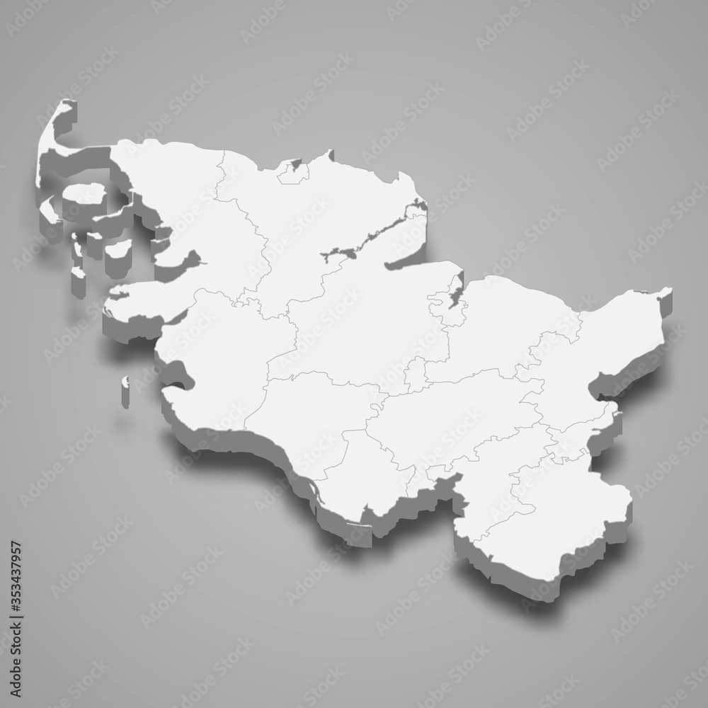schleswig holstein 3d map state of Germany Template for your design schleswig holstein 3d map state of Germany Template for your design