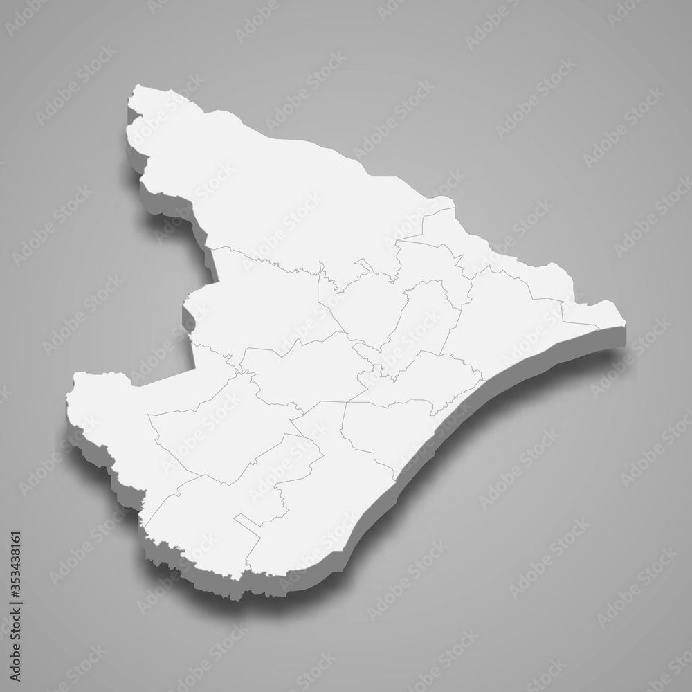 sergipe 3d map state of Brazil Template for your design