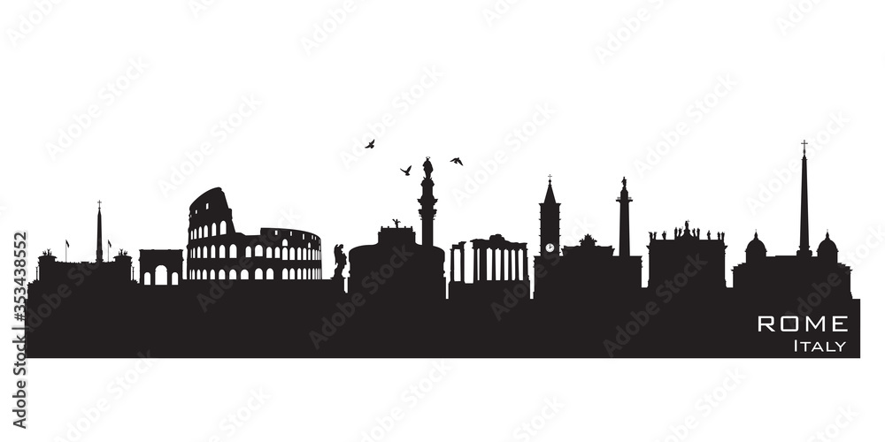 Rome Italy city skyline vector silhouette