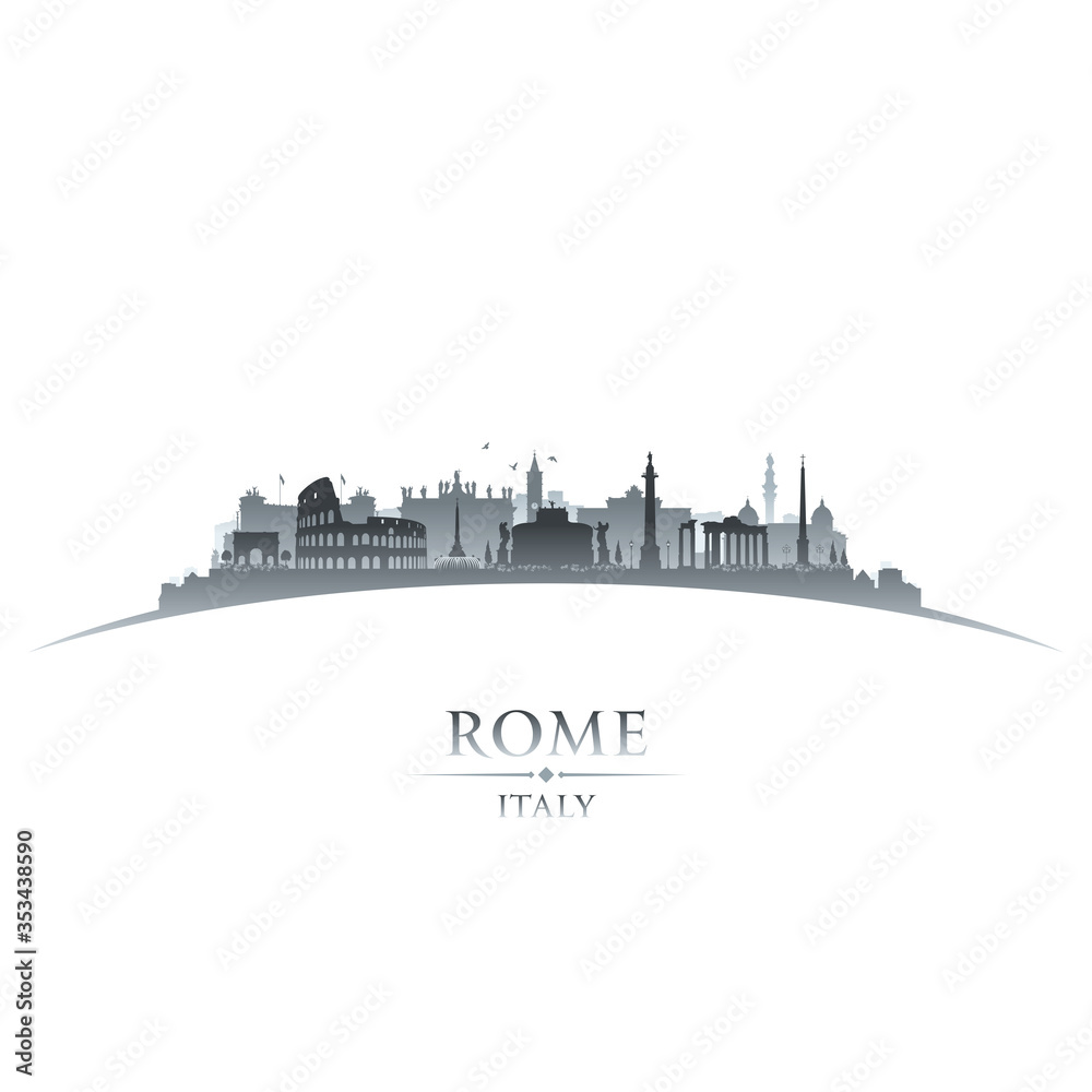 Rome Italy city silhouette white background