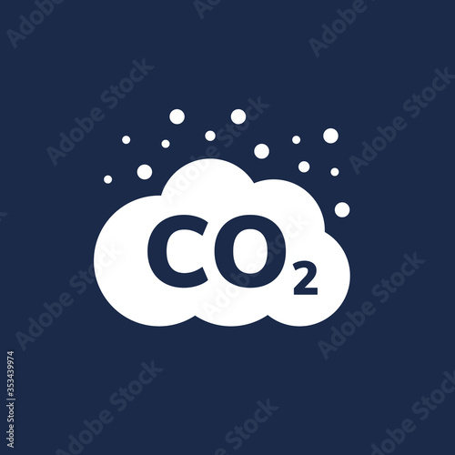 CO2 emissions vector icon. Carbon gas cloud, dioxide pollution. Global ecology exhaust emission smog concept