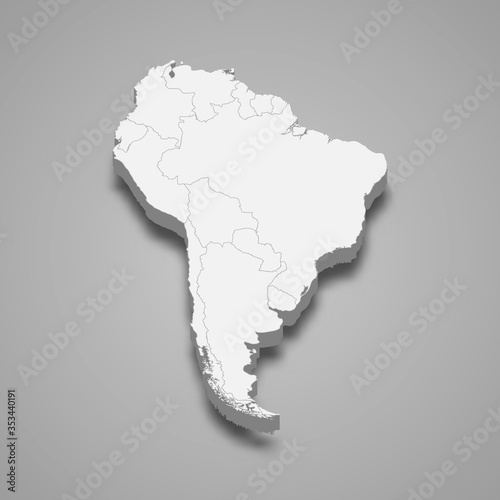 3d map of South America Template for your design