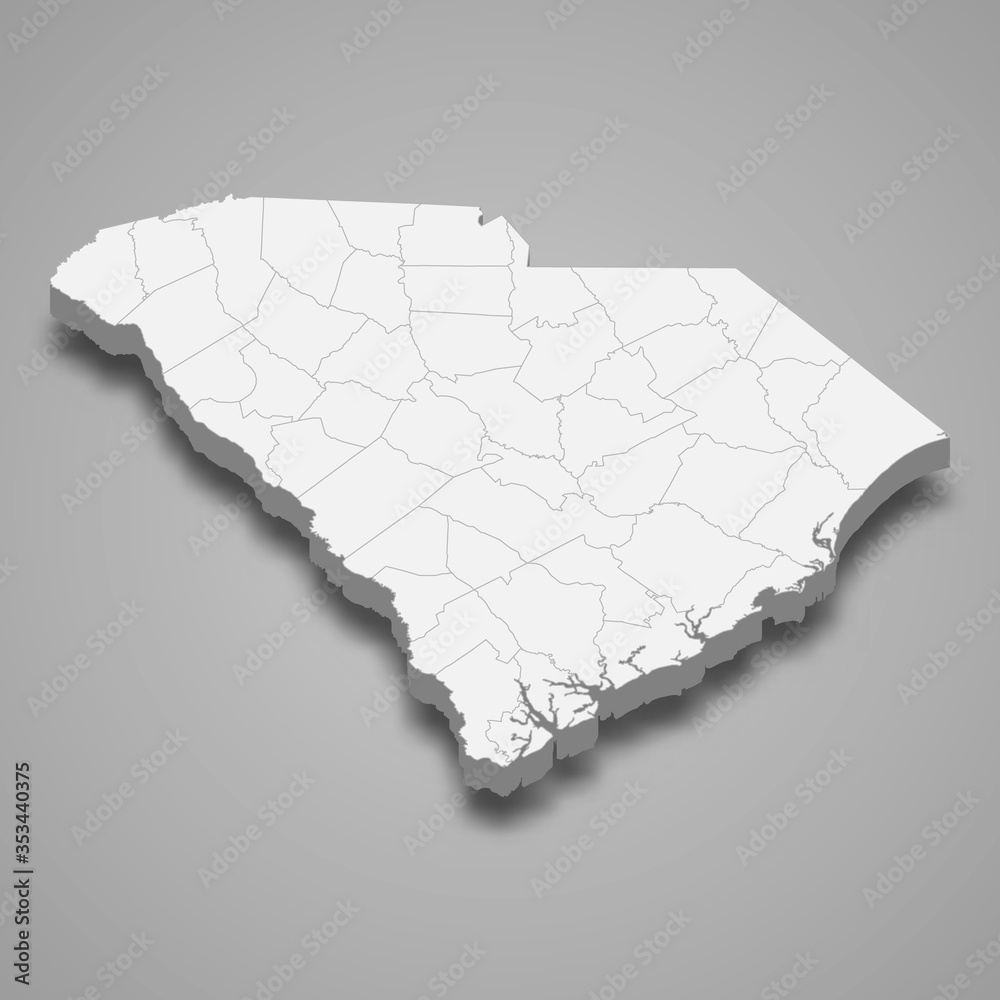 south carolina 3d map state of United States Template for your design ...