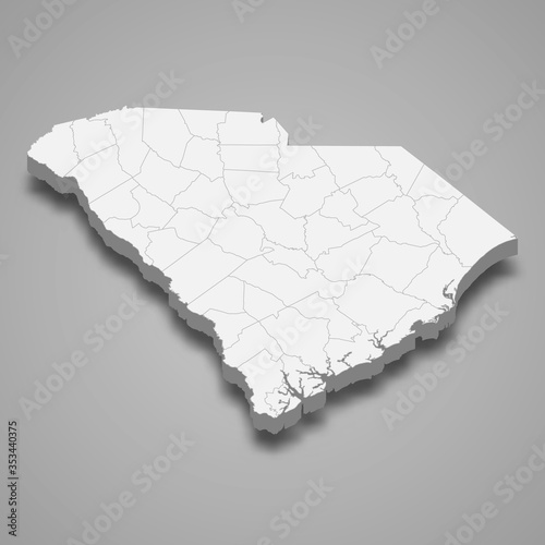 south carolina 3d map state of United States Template for your design