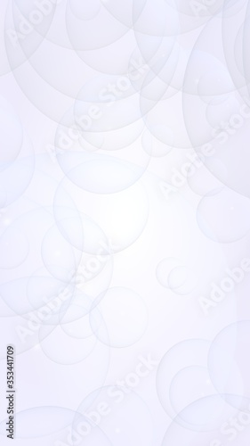 Abstract white background. Backdrop with light transparent bubbles. Vertical orientation. 3D illustration