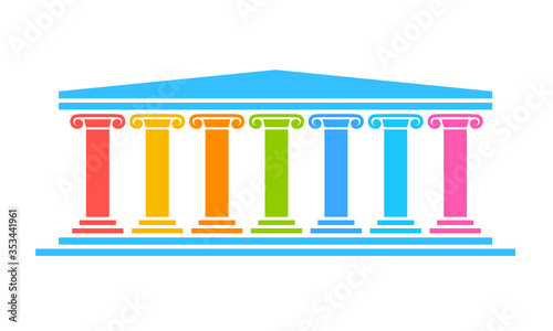 Seven pillars diagram. Clipart image isolated on white background