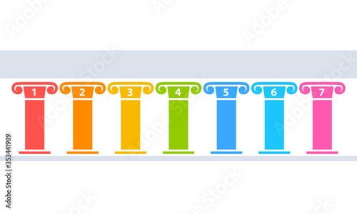 Seven pillars diagram. Clipart image isolated on white background
