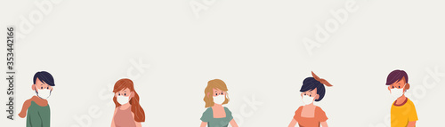 People maintain social distancing. Stop covid-19 coronavirus. New normal lifestyle in daily after Coronavirus outbreak. 