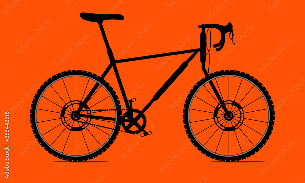 bike black color graphic design, vector illustration isolated orange background