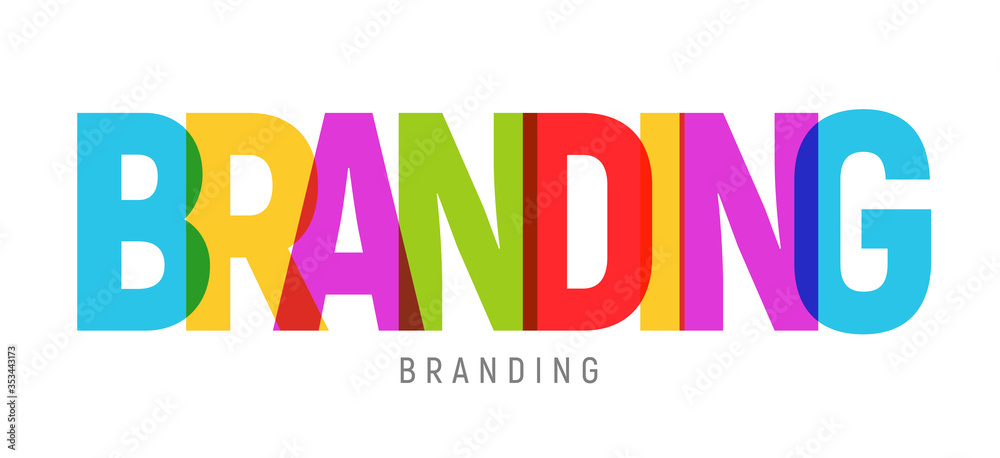Branding creative word typography strategy value design. Brand advertising text background