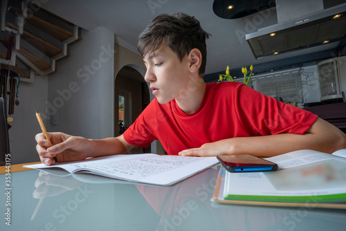 At home. Home office. Homework at home.