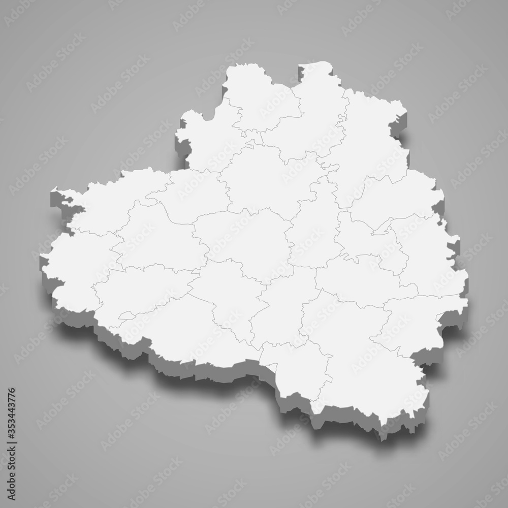 tula oblast 3d map region of Russia Template for your design