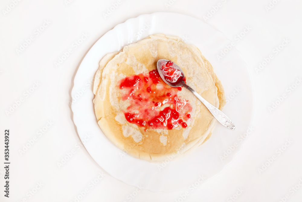 Tasty pancakes on Shrovetide on background